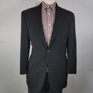 Coppley Merano 2112‎ Men's Sport Coat Blazer Two Button Solid Black Wool Sz 40R